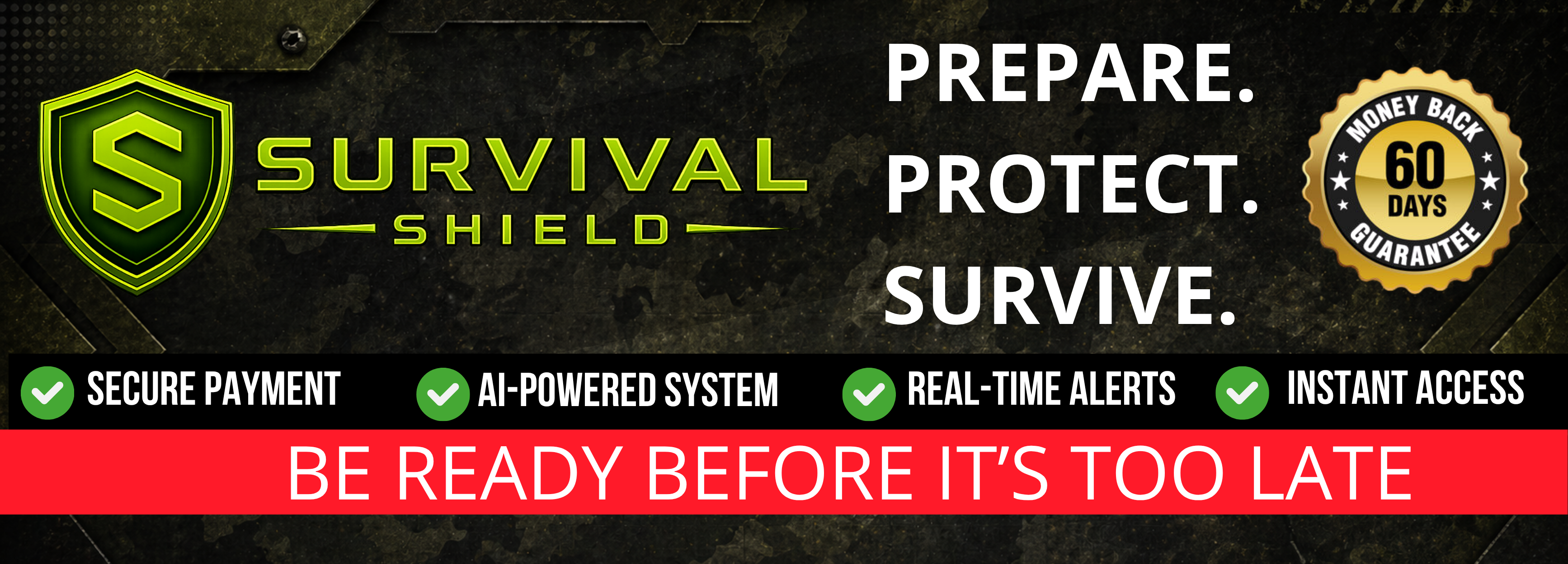 Survival Shield checkout banner